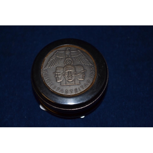 33 - EBONISED CIRCULAR SNUFF BOX