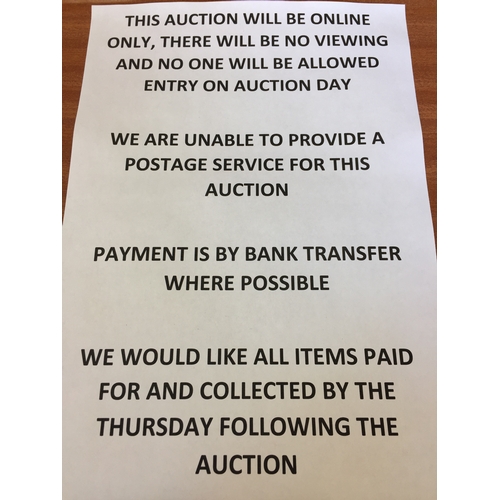 0 - PLEASE NOTE WE ARE UNABLE TO OFFER A P&P SERVICE FOR THIS AUCTION