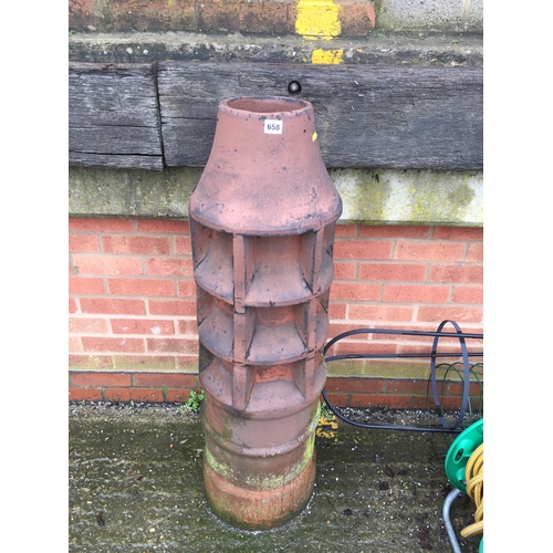 658 - TERRACOTTA CHIMNEY POT; A/F