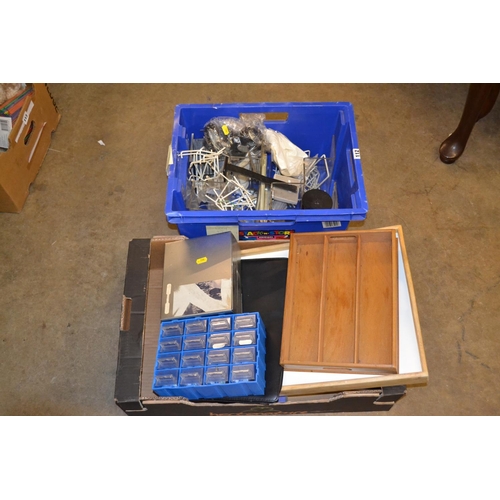 112 - TRAY, CUTLERY BOX, SHOP DISPLAY STANDS, ETC