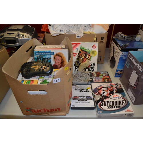 185 - QUANTITY OF COMPUTER GAMES, CONTROLLERS, ETC