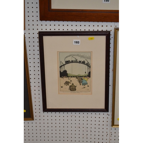 193 - HAND COLOURED HEATH ROBINSON PRINT