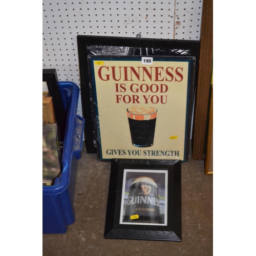 195 - GUINNESS SIGN AND 2 PRINTS