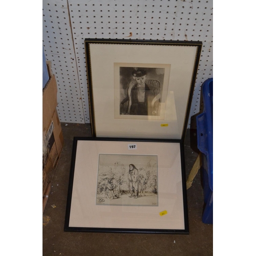197 - PRINT OF LADY AND RELIGIOUS PRINT