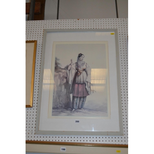200 - COLOURED PRINT OF LADY