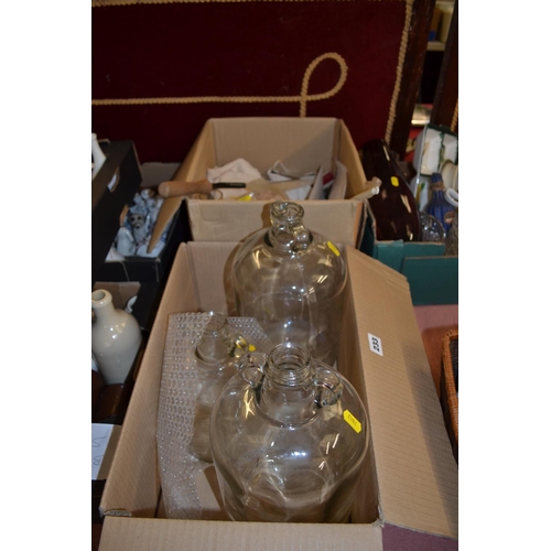 233 - BOX OF DEMI-JOHNS AND BOX OF WINE MAKING EQUIPMENT