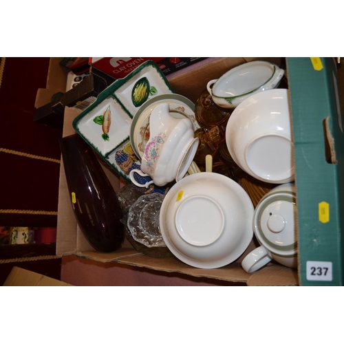237 - BOX OF CHINA AND GLASSWARE
