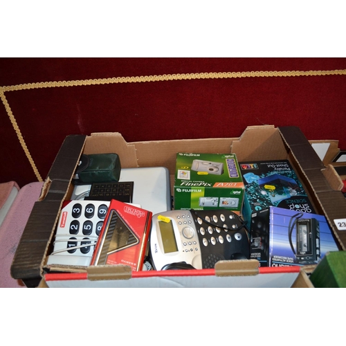 238 - BOX OF TELEPHONES, CAMERAS, ETC