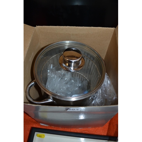 403 - VINERS INSIGHT 16CM ASPARAGUS POT WITH BASKET AND LID