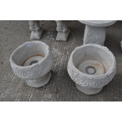 735 - PAIR OF SCROLL GARDEN URNS