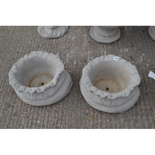 744 - PAIR OF SACK PLANTERS