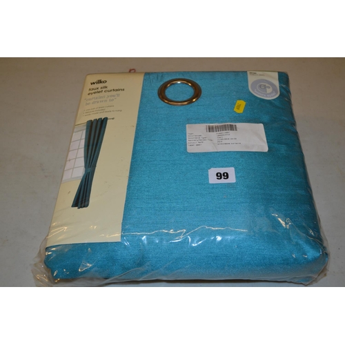 99 - ONE PAIR OF FAUX SILK EYELET CURTAINS 228CM X 228CM