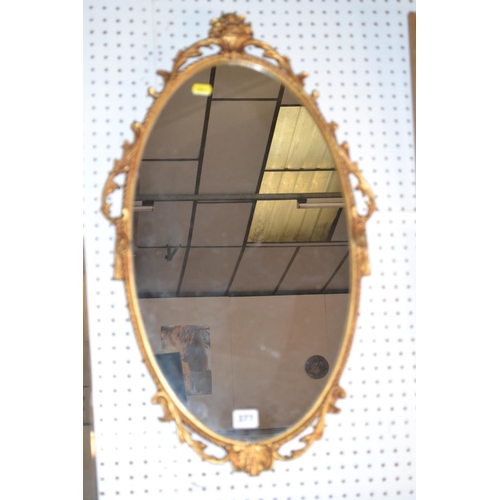 377 - OVAL WALL MIRROR IN GILT METAL FRAME