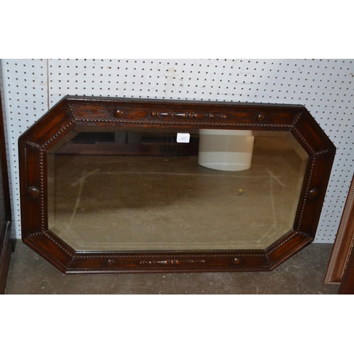 386 - OCTAGONAL OAK FRAMED WALL MIRROR