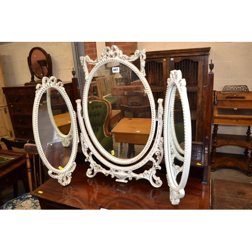 447 - RETRO CREAM PAINTED FOLDING DRESSING TABLE MIRROR