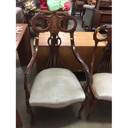 551 - LATE VICTORIAN INLAID MAHOGANY SALON SUITE COMPRISING 2 SEATER SETTEE AND 6 CHAIRS (4+2)