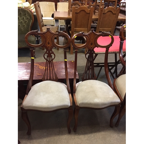 551 - LATE VICTORIAN INLAID MAHOGANY SALON SUITE COMPRISING 2 SEATER SETTEE AND 6 CHAIRS (4+2)