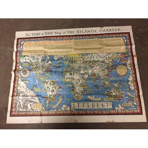 304 - 30 1920'S COUNTY MAPS, THE TIME AND TIDE MAP OF THE ATLANTIC CHARTER, ETC.