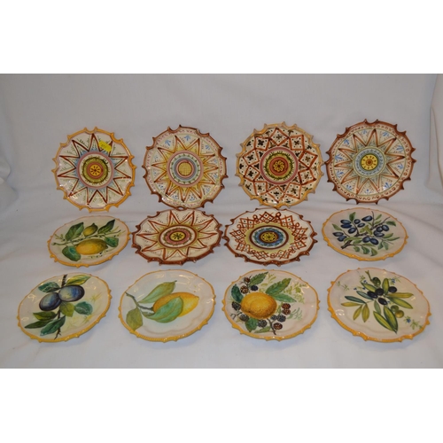 29 - SIX FRENCH FAIENCE FRUIT PATTERN SIDE PLATES AND 6 OTHERS