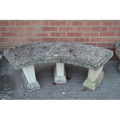 707 - CURVED STONEWARE GARDEN BENCH