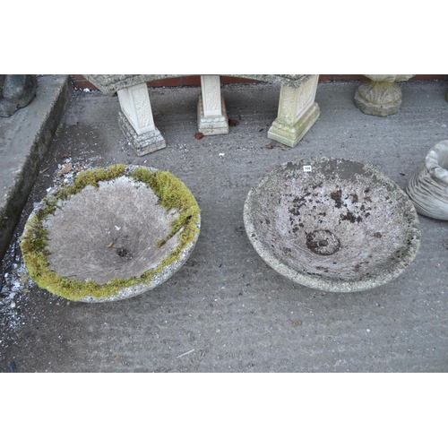 708 - PAIR OF CIRCULAR BASIN SHAPED STONEWARE PLANTERS