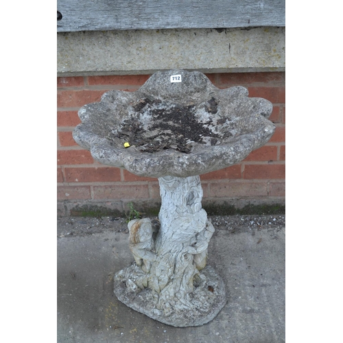 712 - SHELL STONEWARE BIRD BATH