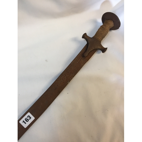 163 - HAND FORGED IRON INDIAN TALWAR WITH STRING GRIP