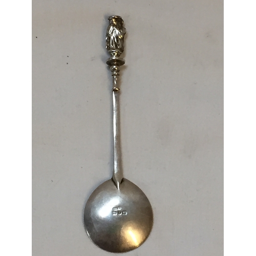 335 - SILVER SPOON WITH LEAF EMBOSSED STEM, APOSTLE KNOP; BIRMINGHAM 1891 (0.9oz) MAHER JMB