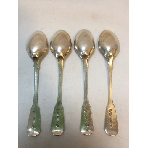 337 - FOUR SILVER TEASPOONS WITH MONOGRAM WCJ; EDINBURGH 1824 (1.9ozs)