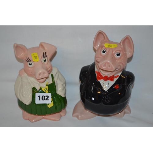 102 - TWO WADE NAT WEST PIG MONEY BOXES ANNABEL AND SIR NATHANIEL