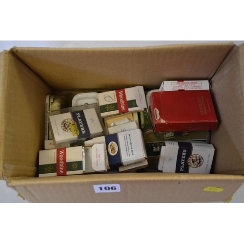 106 - QUANTITY OF OLD EMPTY CIGARETTE PACKETS, ETC