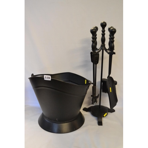 119 - IRON 4 PIECE COMPANION STAND AND BUCKET