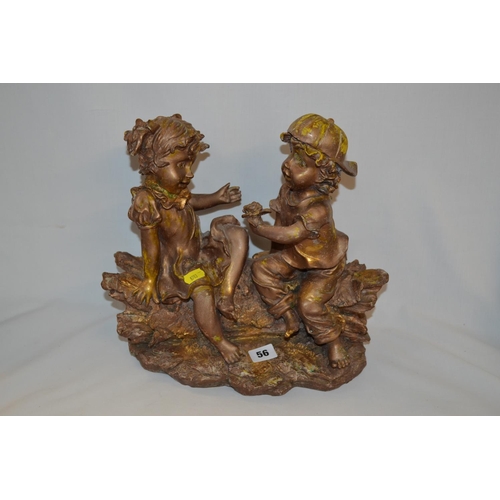 56 - PAIR OF GILDED RESIN CHILDREN FIGURES (A/F)