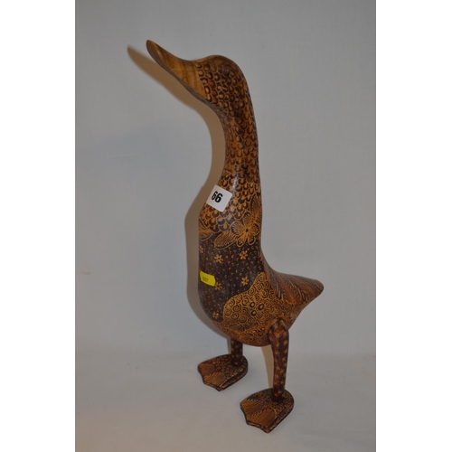 66 - CARVED WOOD DUCK WITH PRINTED DECORATION