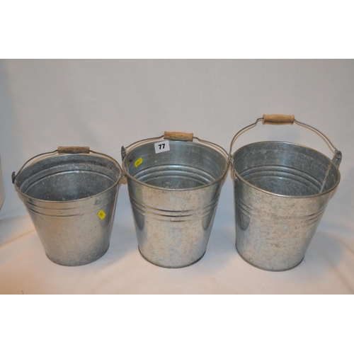 77 - 3 GALVANISED BUCKETS