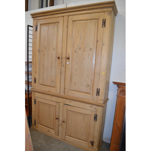 564 - 19TH CENTURY PINE FULL HEIGHT CUPBOARD FITTED SHELVES ENCLOSED BY 4 PANEL DOORS 137CM WIDTH X 36CM D... 