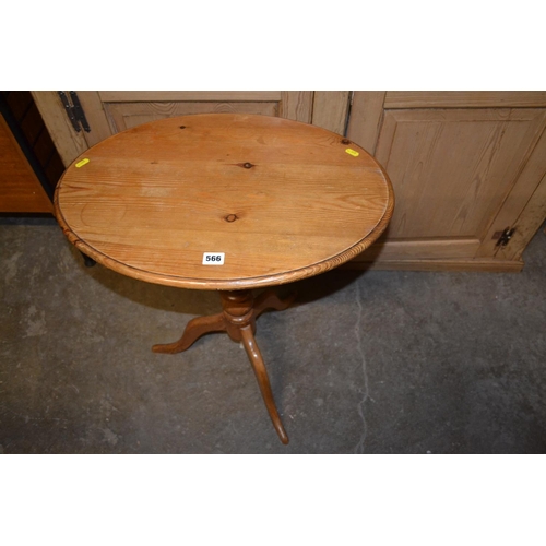 566 - OVAL PINE TRIPOD TABLE