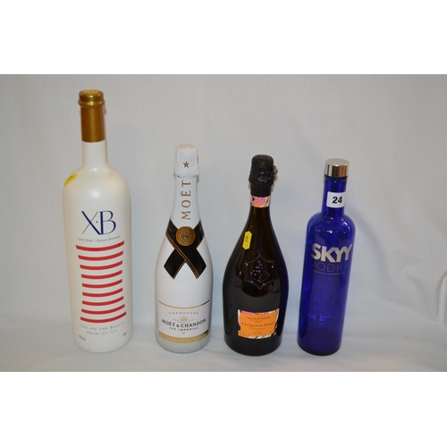 24 - MOET & CHANDON CHAMPAGNE DISPLAY BOTTLE, SKYY VODKA DISPLAY BOTTLE, VEUVE CLICQUOT 