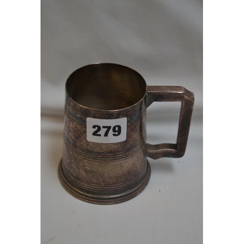 279 - 1/2 PINT SILVER PLATED TANKARD