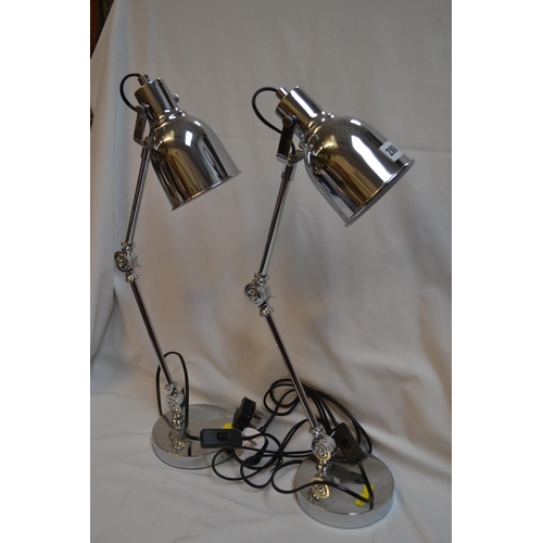 288 - PAIR OF MODERN SILVER PLATED ANGLE POISE LAMPS