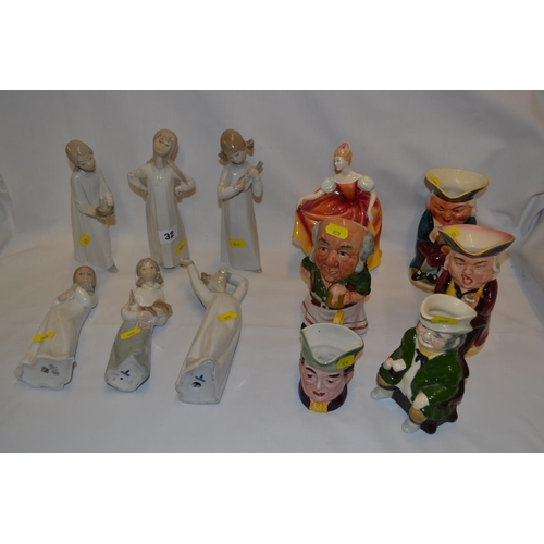 32 - 3 LLADRO PORCELAIN CHILDREN FIGURES, 1 NAO PORCELAIN FIGURE AND 2 OTHERS