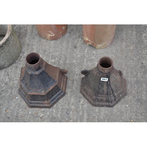 567 - 2 CAST IRON DRAIN HOPPERS