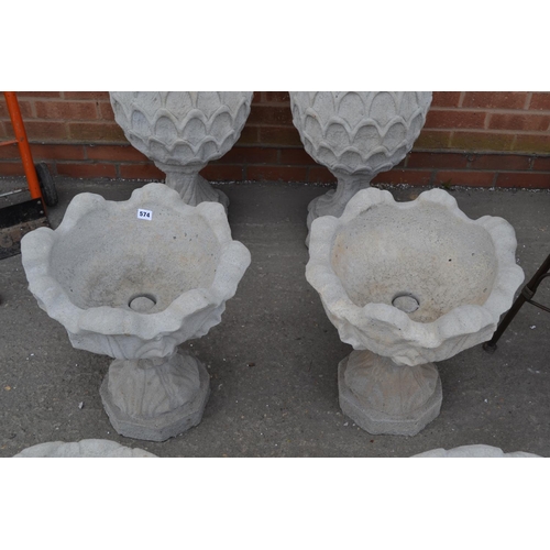 574 - PAIR OF LEAF URNS