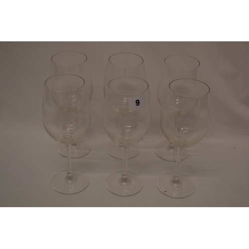 9 - SET OF SIX GREEN POINT WINE GOBLETS