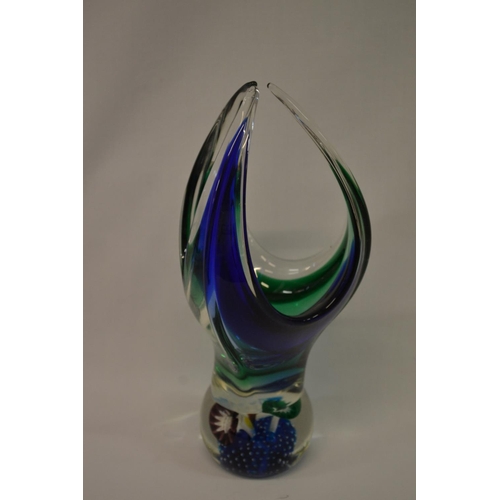 3 - MURANO GLASS BASKET ON PAPERWEIGHT BASE