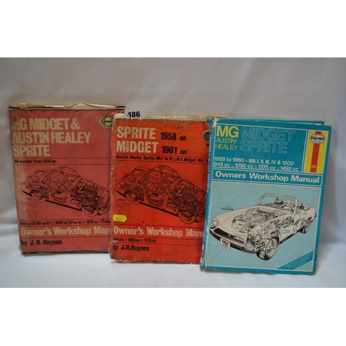 486 - 3 HAYNES MANUALS SPRITE 1958 AND MIDGET 1965