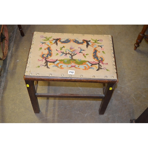 712 - TAPESTRY TOP OAK STOOL