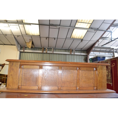 718 - EDWARDIAN PANELLED OAK OVERMANTEL