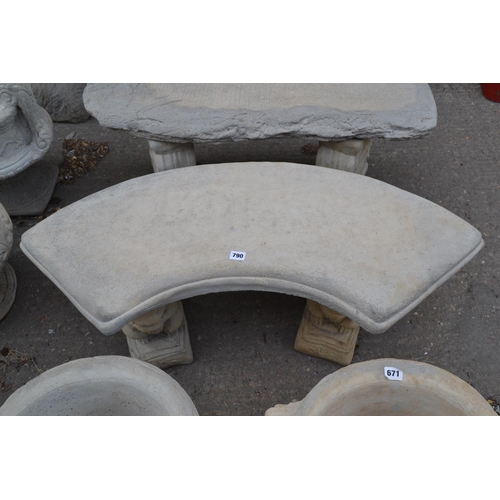 790 - CURVED GARDEN SEAT ON SQUIRREL SUPPORTS