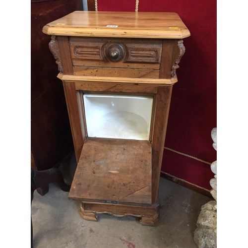 610 - 19TH CENTURY FRENCH BEDSIDE CABINET FITTED 3 DRAWERS AND CENTRE POT CUPBOARD 44CM WIDTH X 35CM DEPTH... 